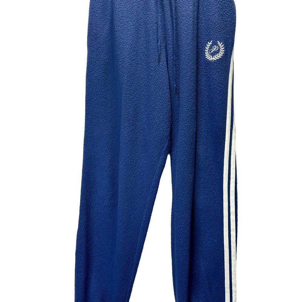 PINK Victoria's Secret Navy Blue white stripe fleece joggers size M - Picture 3 of 11